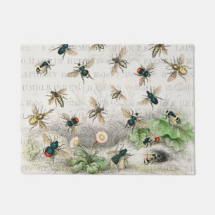 Antique Bee Honey Worker Queen Bees Vintage Doormat