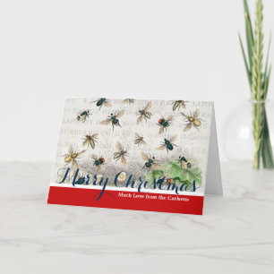 Antique Bee Honey Worker Queen Bees Vintage Holiday Card