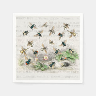 Antique Bee Honey Worker Queen Bees Vintage Napkin