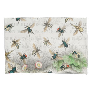 Antique Bee Honey Worker Queen Bees Vintage Pillowcase