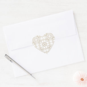 Antique beige floral heart sticker