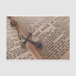Antique Bible with Rosary Tissue Paper