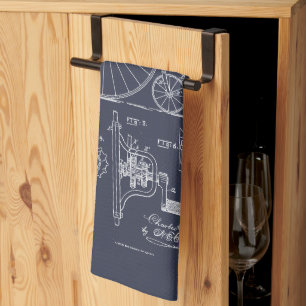 Antique Bicycle 1887 Penny Farthing Patent Drawing Tea Towel