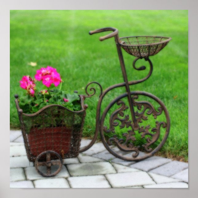 Antique Bicycle Flower Container Poster (Front)