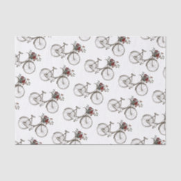 Antique Bicycle with Basket of flowers Tissue Paper