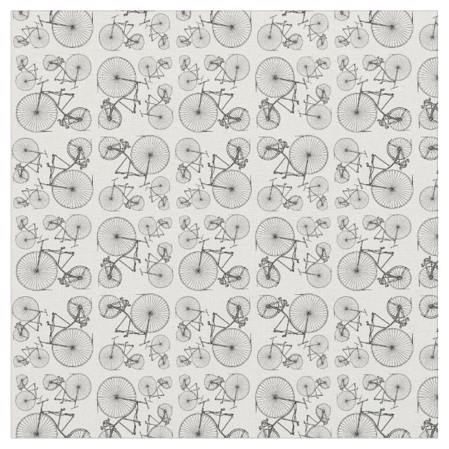 Antique Bicycles Print Pattern CUSTOM BG COLOR Fabric (Close Up)
