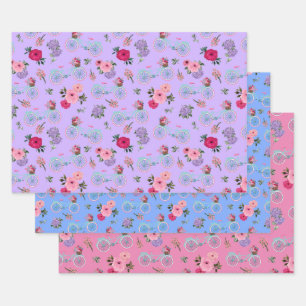 Antique Bikes with Flowers in Baskets Wrapping Paper Sheet