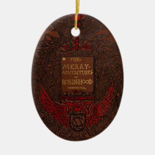 Antique Binding Robin Hood Book Cover Ceramic Tree Decoration