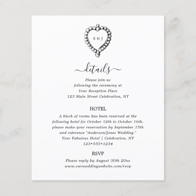 Antique Black and White Details Enclosure Card (Front)