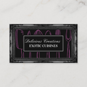 Antique Black Frame Illustrative Kitchenware Business Card