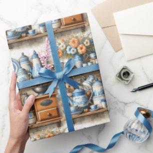 Antique Blue and White Dishes Wrapping Paper