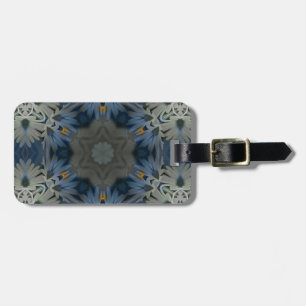 Antique Blue Daisy Floral Luggage Tag