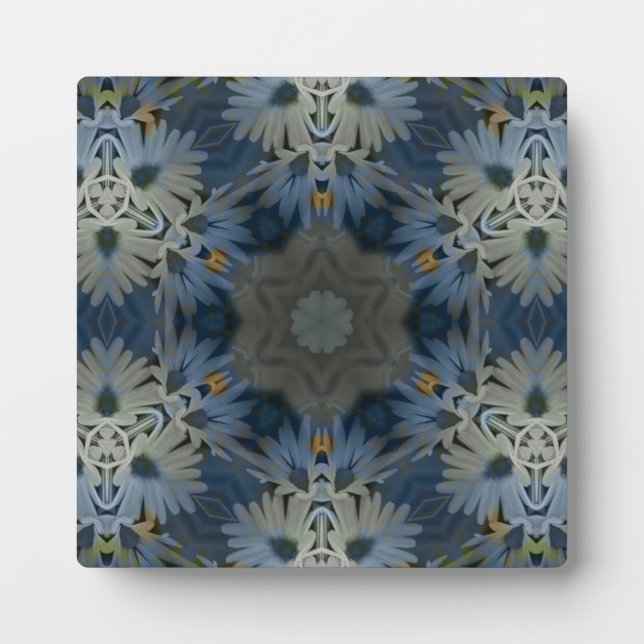 Antique Blue Daisy Floral Plaque (Front)