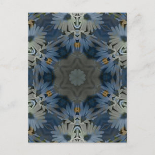 Antique Blue Daisy Floral Postcard