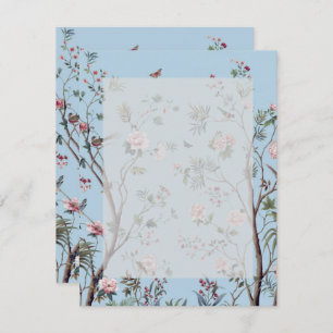 Antique blue floral RSVP card