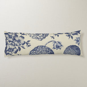 Antique Blue Flower Print Floral Body Cushion