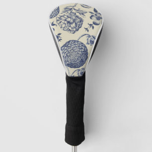 Antique Blue Flower Print Floral Golf Head Cover