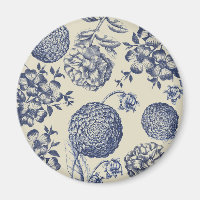 Antique Blue Flower Print Floral