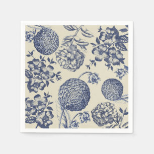 Antique Blue Flower Print Floral Napkin