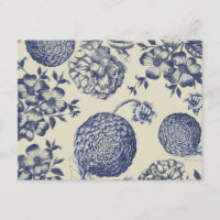 Antique Blue Flower Print Floral