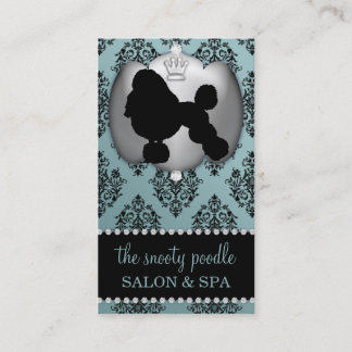 Antique Blue Jewelled Damask Dog Grooming/Spa Business Card