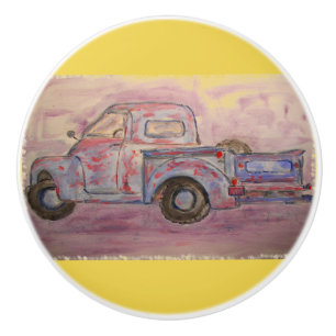 antique blue patina truck ceramic knob