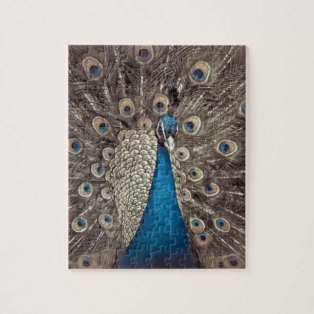 Antique Blue Peacock Jigsaw Puzzle (Vertical)