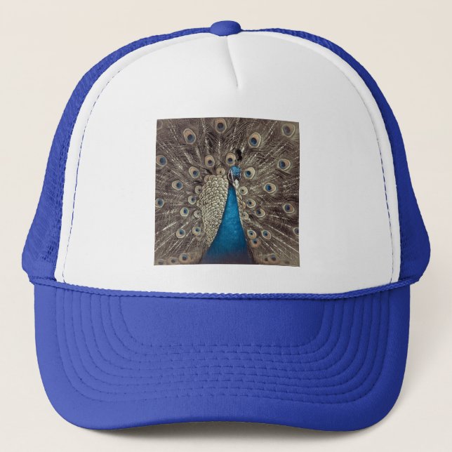 Antique Blue Peacock Trucker Hat (Front)