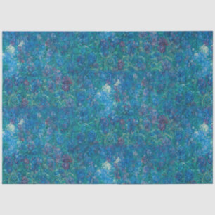 Antique Blue Purple Iris Old Masters Art Decoupage Tissue Paper