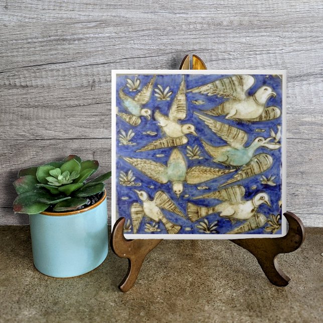 Antique Blue Sea Birds Gull Pelican Seagull Tile (Creator Uploaded)