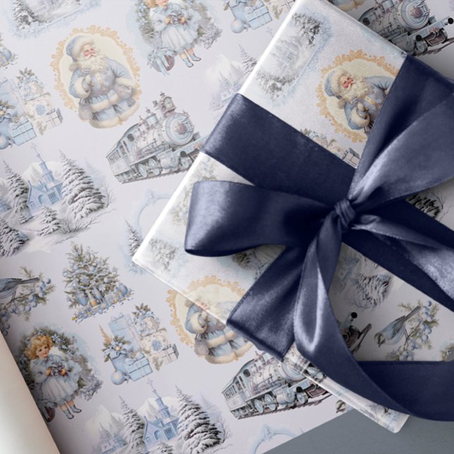 Antique Blue Victorian Christmas Wrapping Paper (Creator Uploaded)
