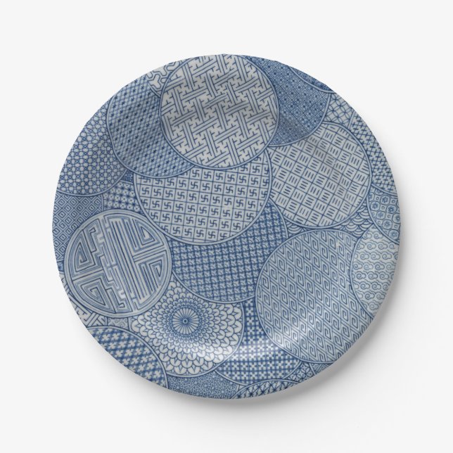 Antique blue white faux porcelain Royal 1877 Paper Plate (Front)