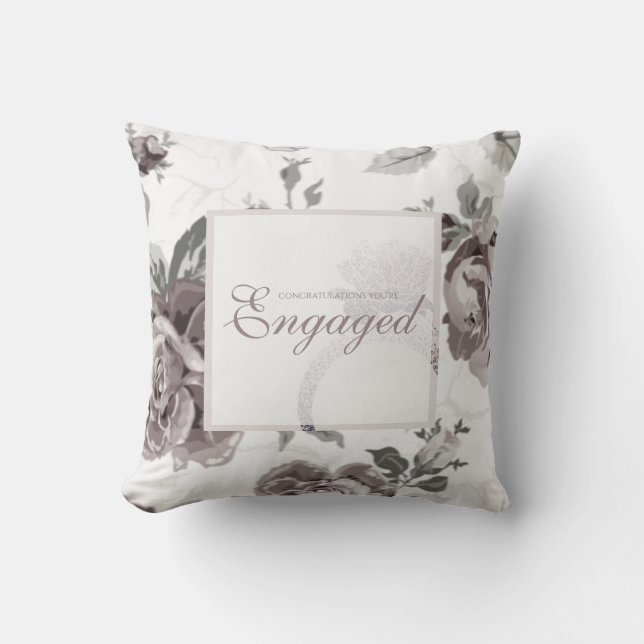 Antique blush pink rose engagement gift cushion (Front)