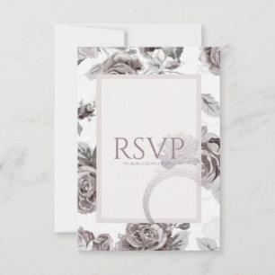 Antique blush pink rose engagement party RSVP card