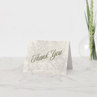 Antique Bohemian Toile Sage Green& Cream Thank You Card