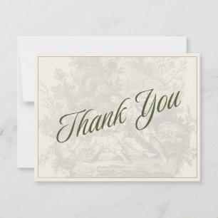 Antique Bohemian Toile Sage Green& Cream Thank You Card