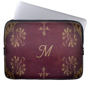 antique book binding - leather look laptop sleeve