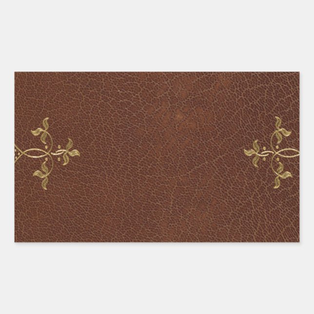 antique book binding rectangular sticker (Front)