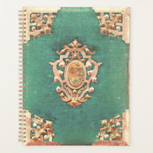 Antique book brass and green elegant victorian planner