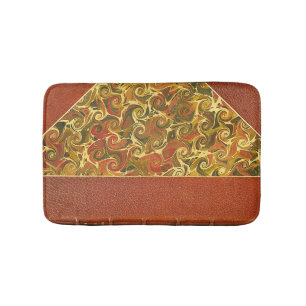 Antique Book Cover, Ornate Swirl Pattern Bath Mat