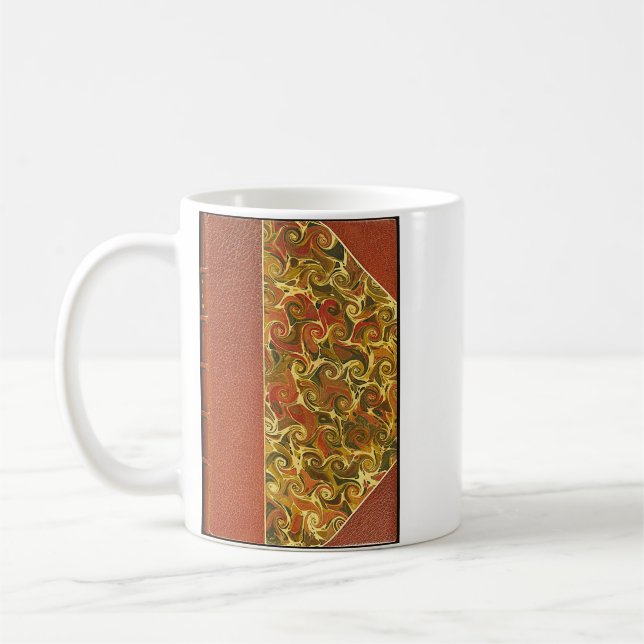 Antique Book Cover, Ornate Swirl Pattern Coffee Mug (Left)