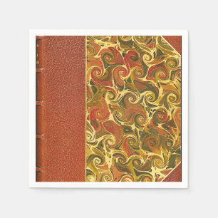 Antique Book Cover, Ornate Swirl Pattern Napkin