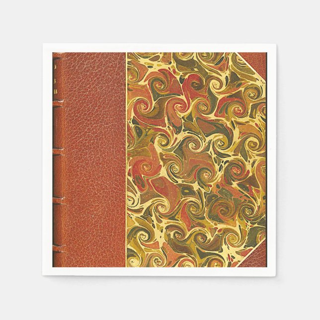Antique Book Cover, Ornate Swirl Pattern Napkin (Front)