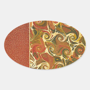 Antique Book Cover, Ornate Swirl Pattern Oval Sticker
