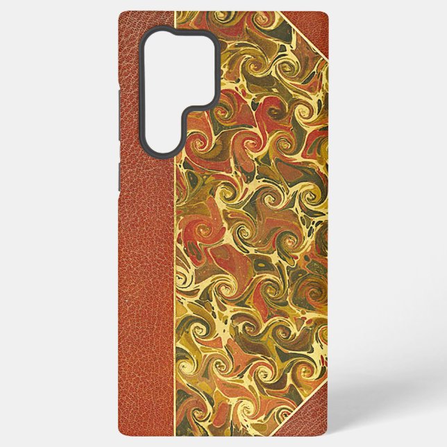 Antique Book Cover, Ornate Swirl Pattern Samsung Galaxy S22 Ultra Case (Back)