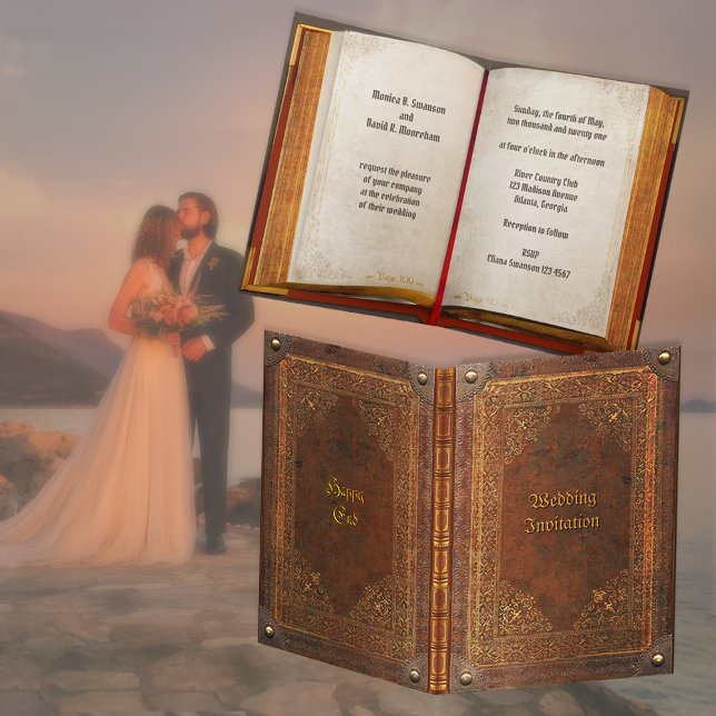 Antique Book (customisable) Wedding  Card (Creator Uploaded)