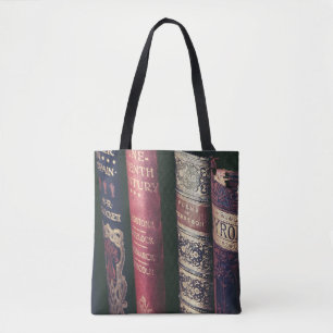 Antique Book Spine, Book Cover Tote Bag