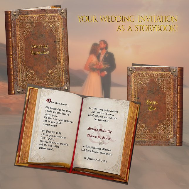 Antique Book Wedding invite (customisable) (Creator Uploaded)