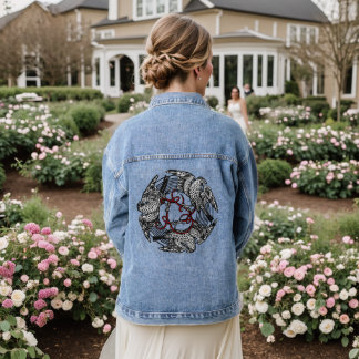 Antique Bookplate Three Hawks William de Morgan Denim Jacket
