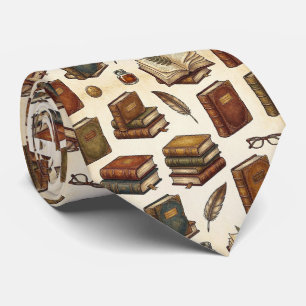 Antique Books Pattern Librarian Antiquarian Tie